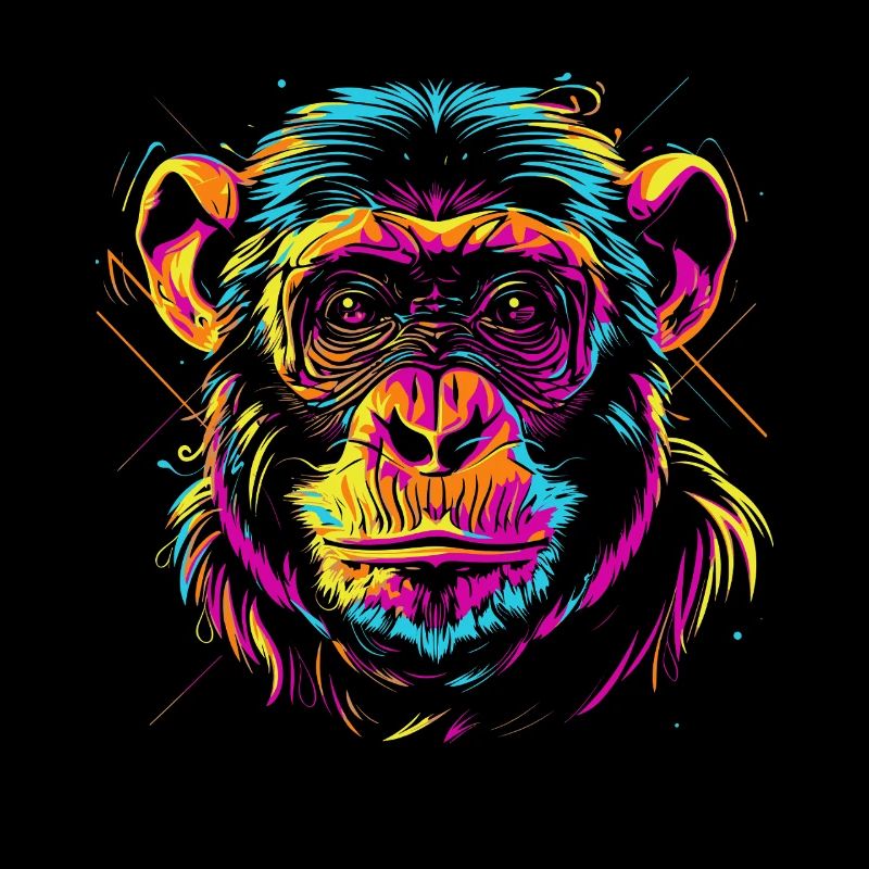 Neon Affenkopf im Pop-Art Stil