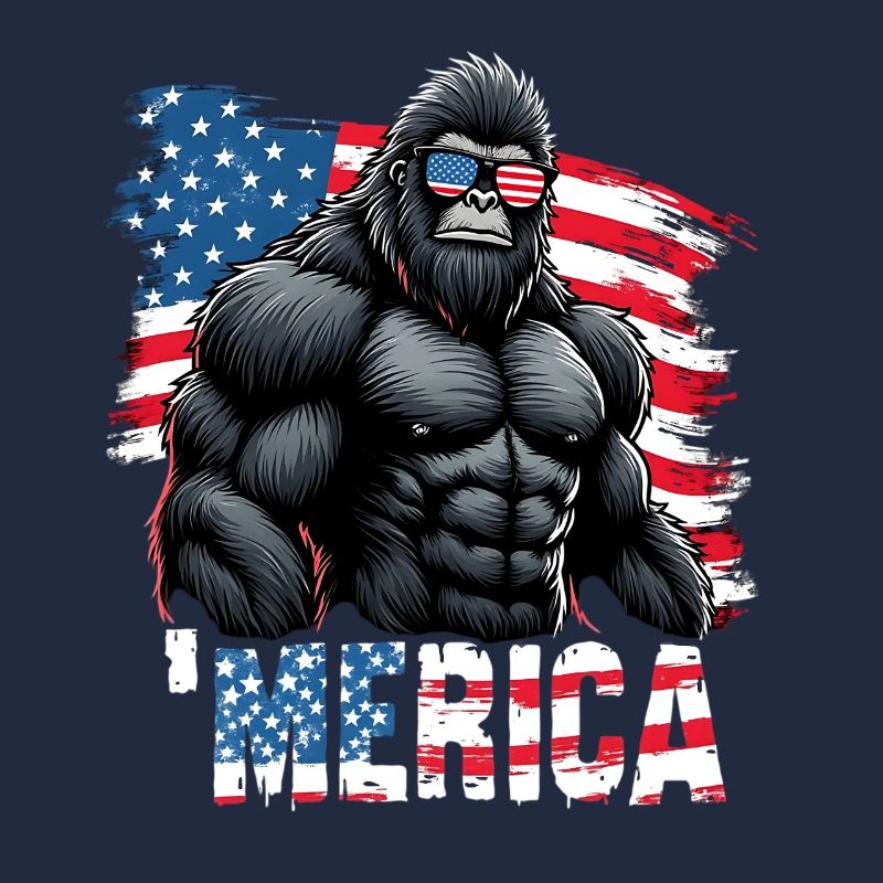 Gorille musclé avec drapeau
