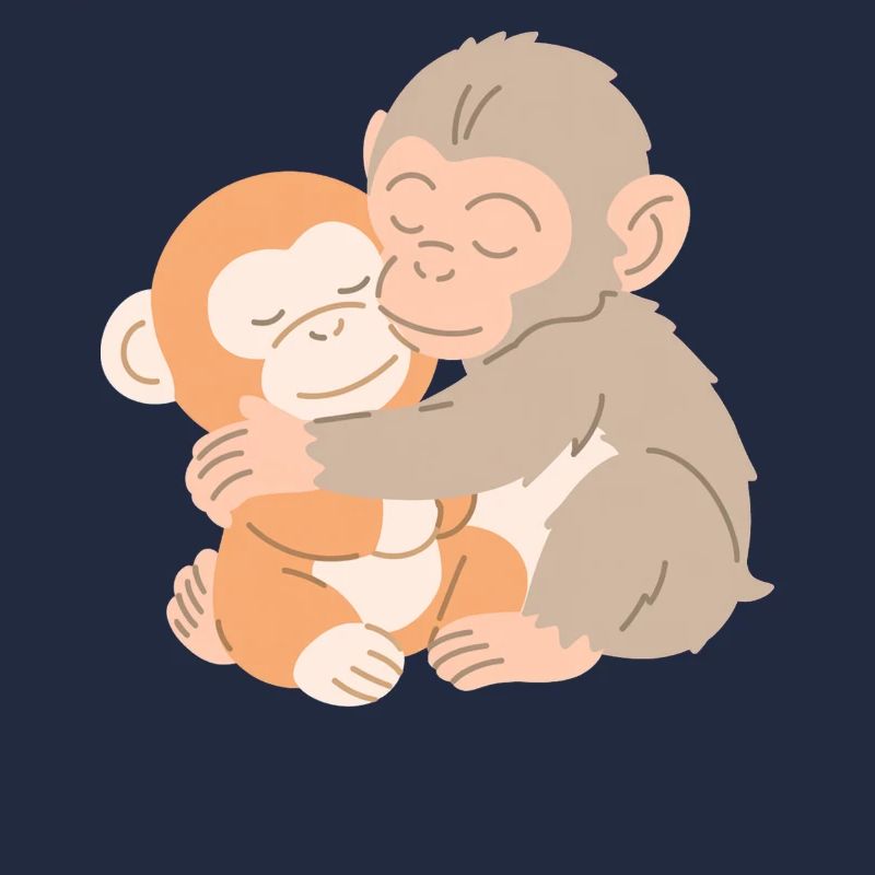 Hugging Monkeys Embrace