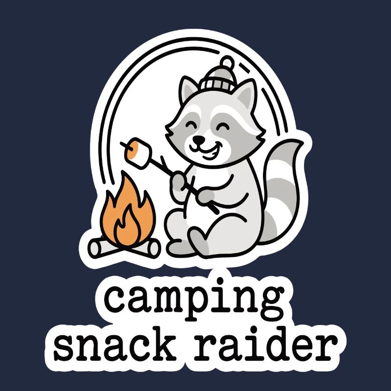 Camping Snack Raider Raccoon Motif