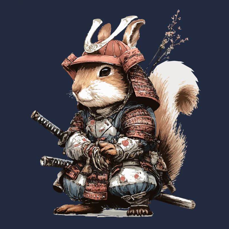 Eichhörnchen-Samurai in Rüstung