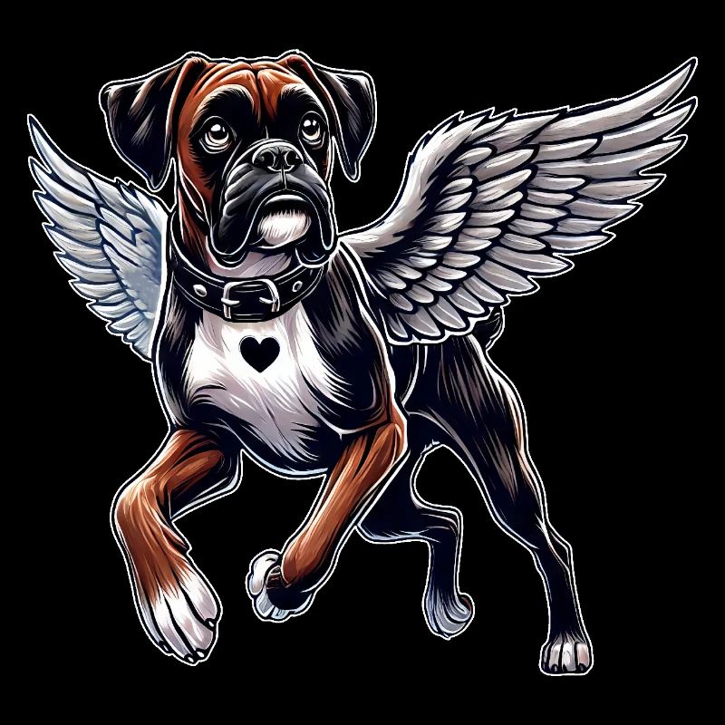 Eleganter Hund Engel Boxer mit Flügel Herz