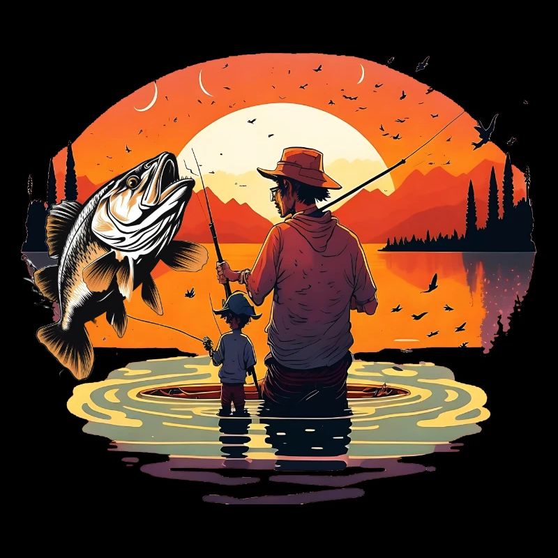 Bass Fish Father and Son