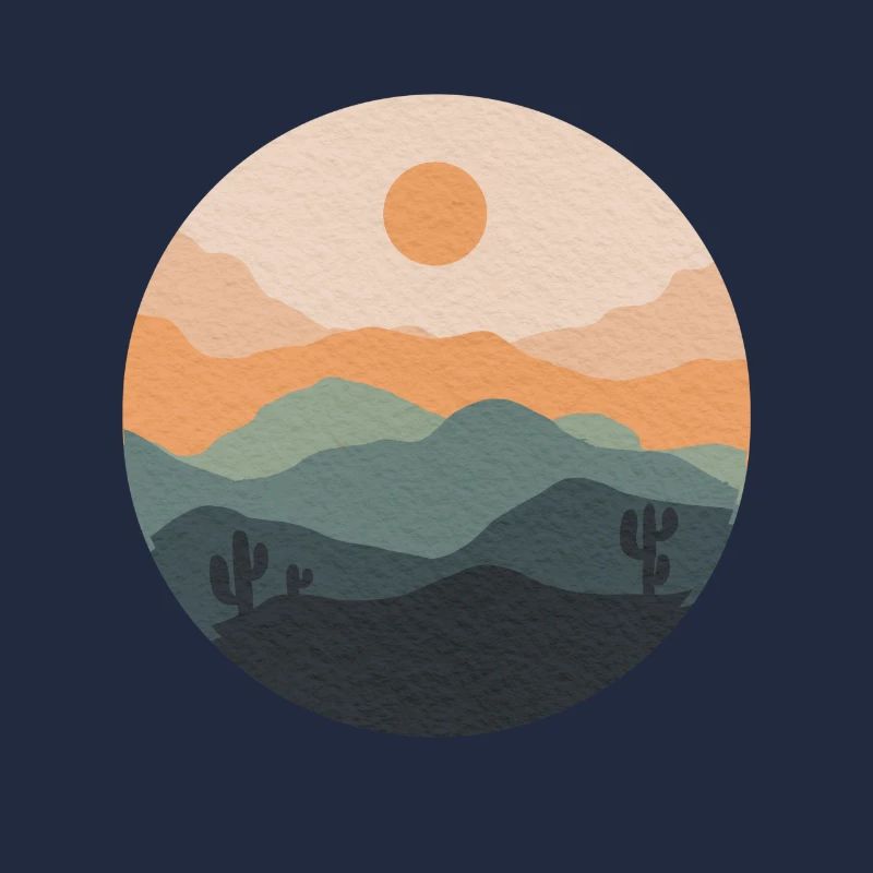 Pastel desert sunset circle