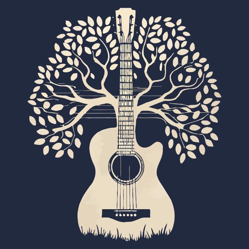 Acoustic Guitar Tree - Guitar Player Guitarist