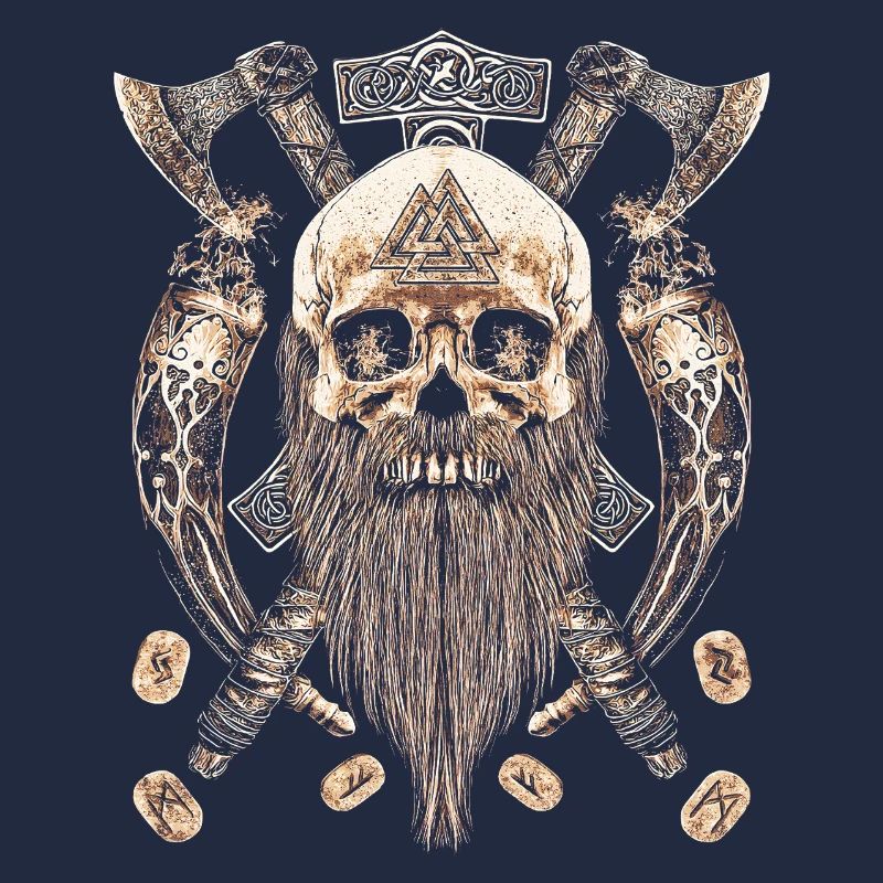 Valhalla Siegel Wikinger Schädel Skelett Goth