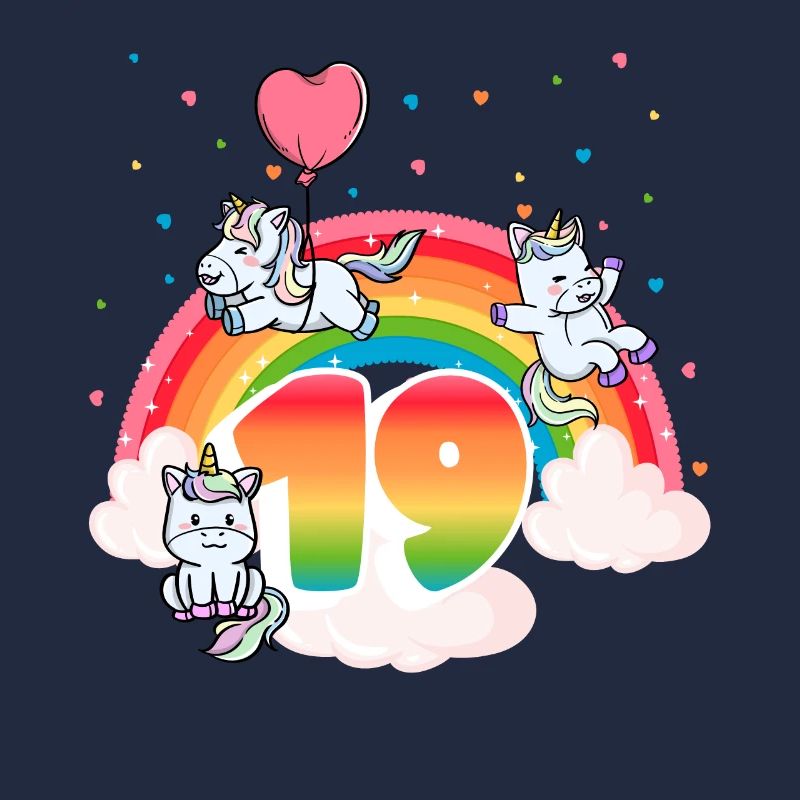 19th Birthday Rainbow Unicorn Theme