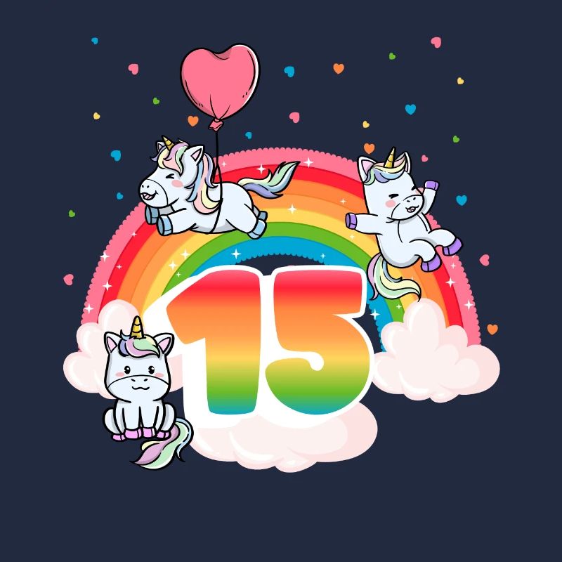 15th Birthday Rainbow Unicorn Theme