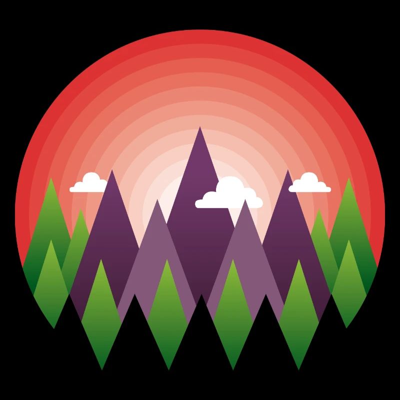 geometric mountain sunrise