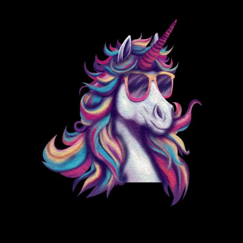 Licorne cool avec lunettes de soleil Couleurs arc-en-ciel