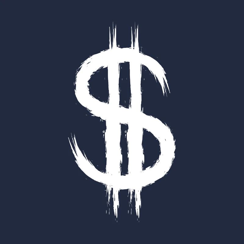 Signe dollar dollar signe argent brosse sur blanc