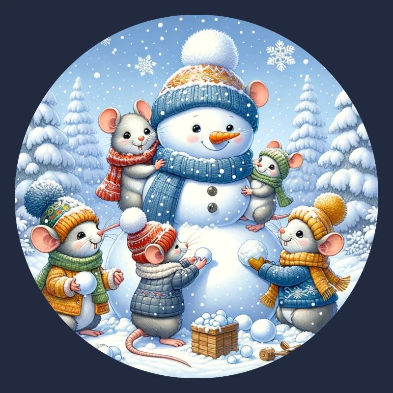 Mäuse bauen Schneemann