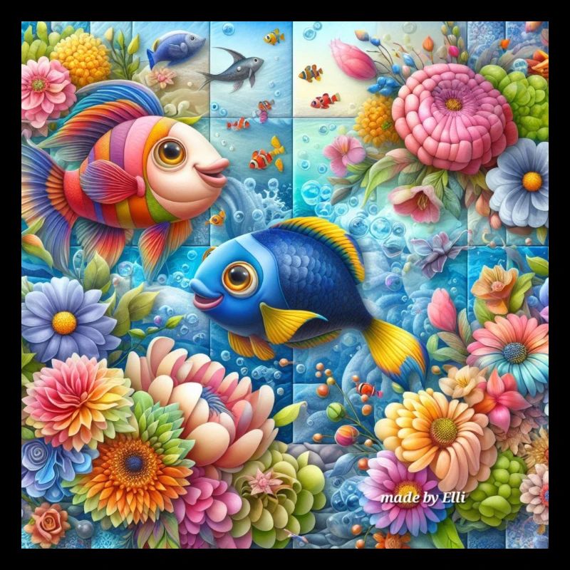 Poissons heureux les fleurs des mers