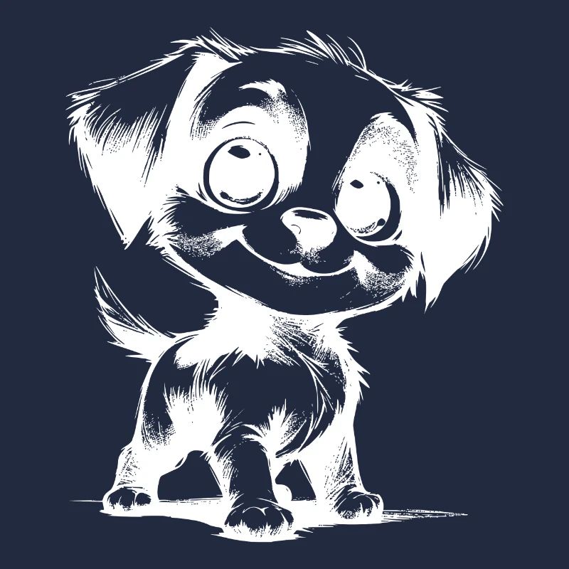 Cute Dog with Big Eyes Stroke Drawing