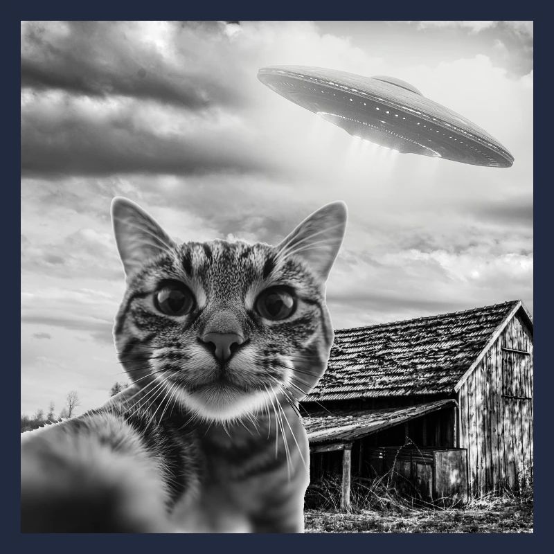 Selfie de chat avec un OVNI extraterrestre Funny Space