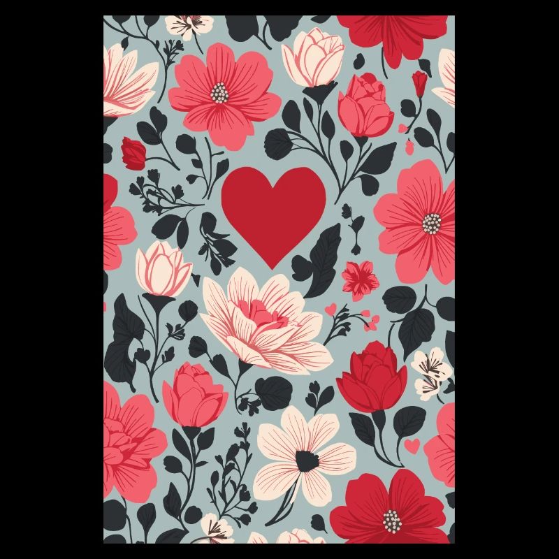 Coeurs et fleurs motif