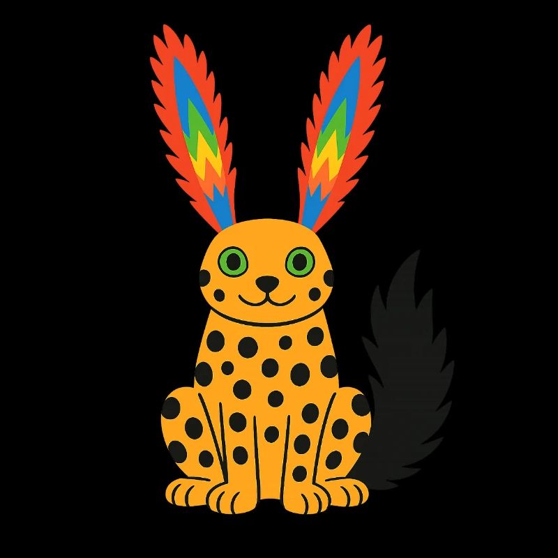 Exotischer Fantasy-Gepard mit Regenbogenfederohren