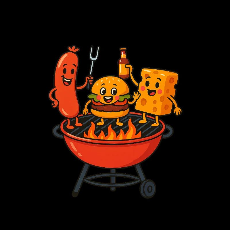 Grill Bratwurst Cheese Burger Fire Party Fork