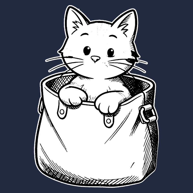Illustration du chaton dans une bourse