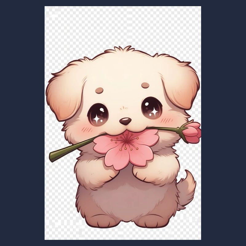 Petit chien fleur avec rose