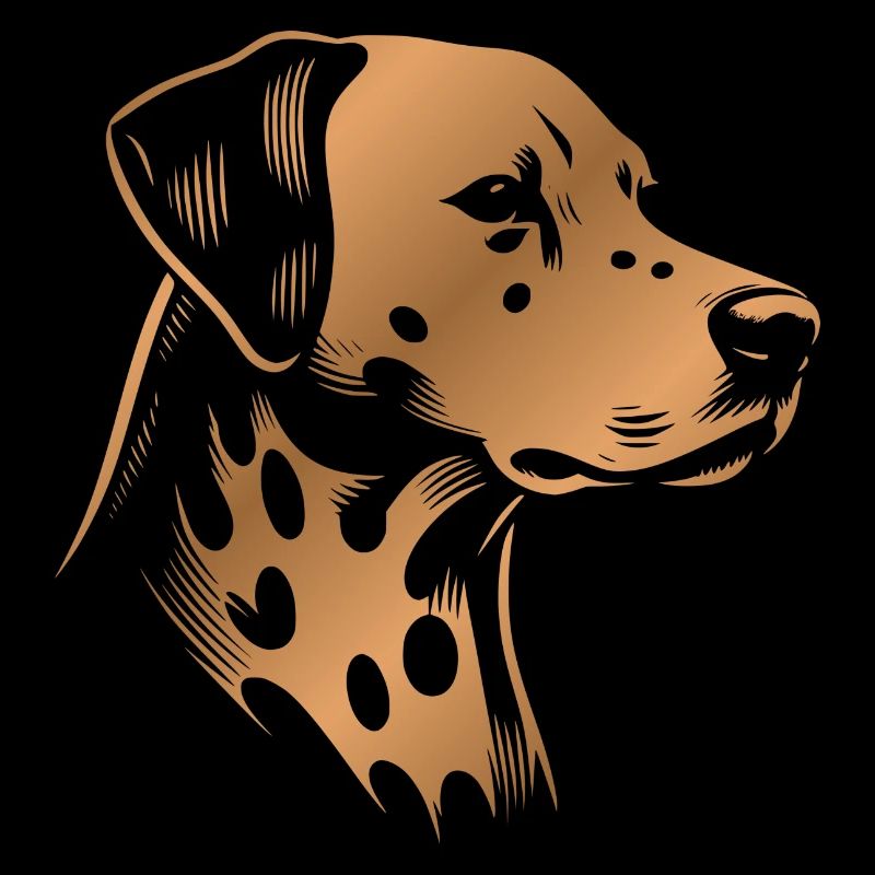 Dalmatien, Tête De Chien, Dessin Bronze