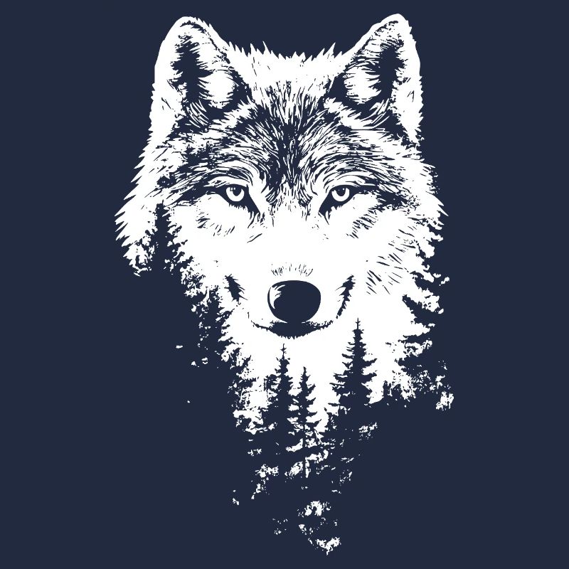 Wolf Face Forest Silhouette