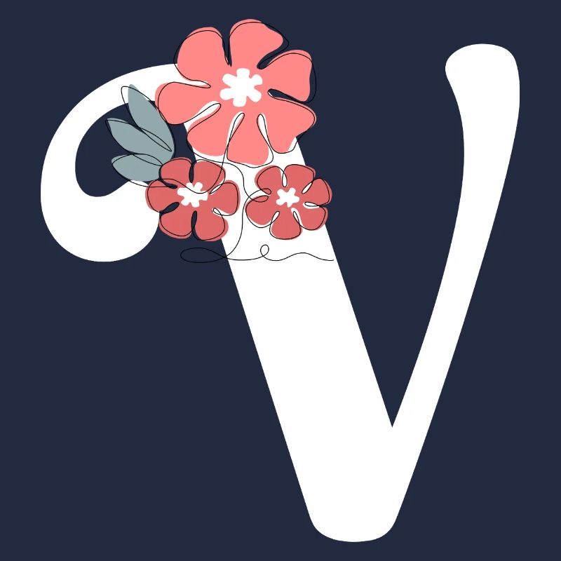 Lettre v fleurs minimalistes