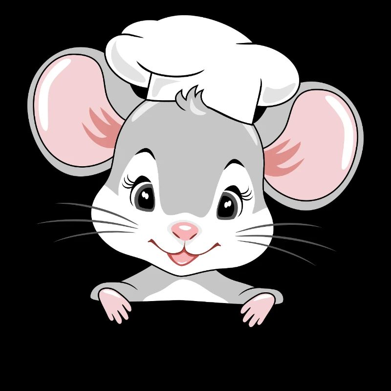 Mignon bébé souris regardant dans le chapeau de cuisine