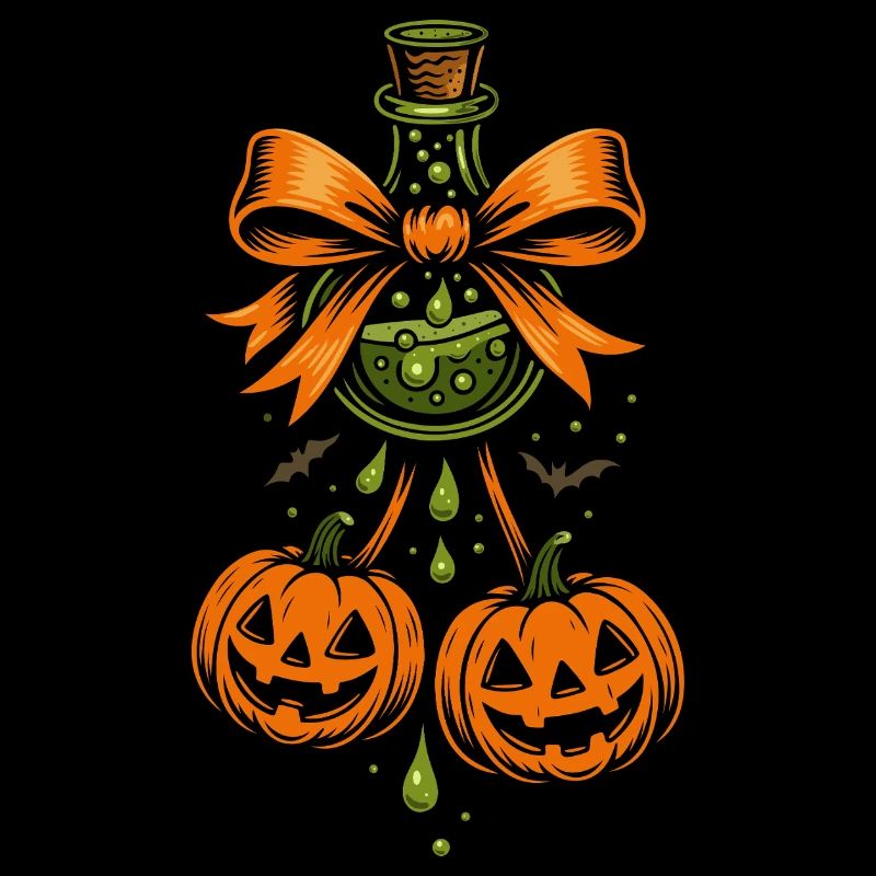 Halloween magic potion with pumpkins