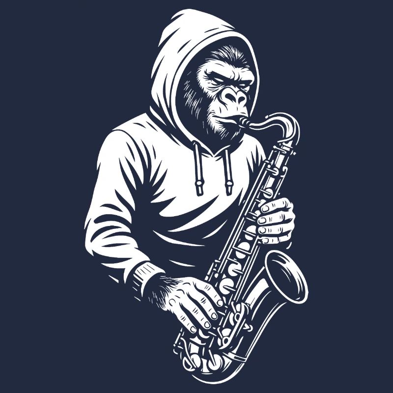 Affe im Kapuzenpullover Saxophon Design