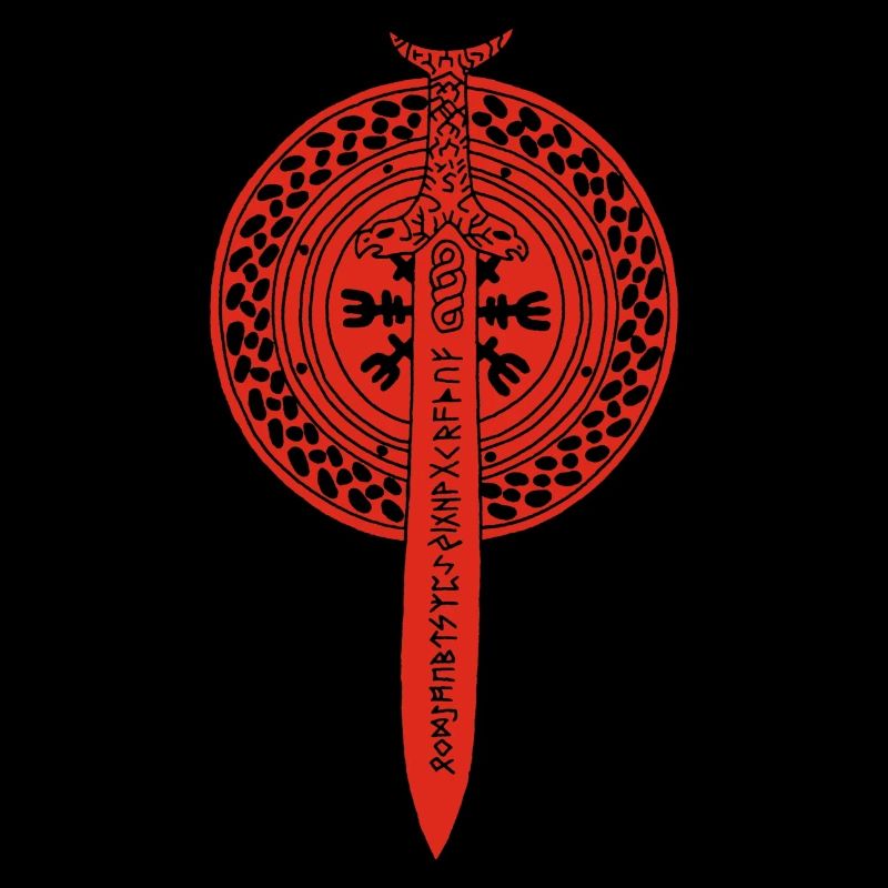 Viking sword and shield (red)