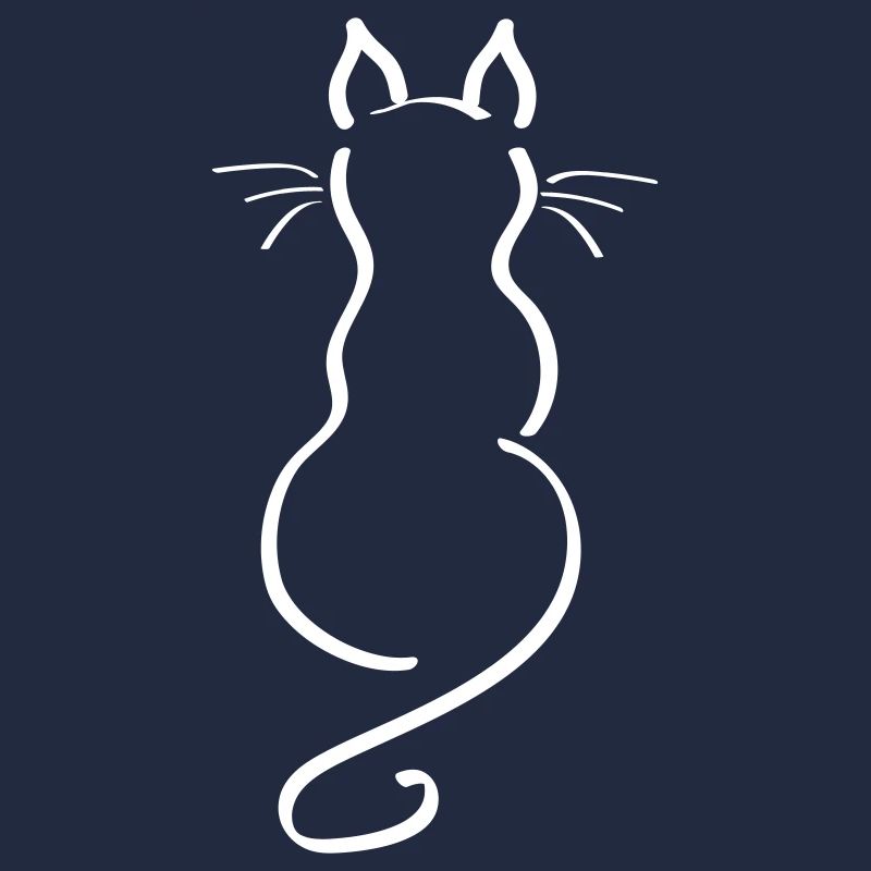 Cat Minimalist Line Back Plain
