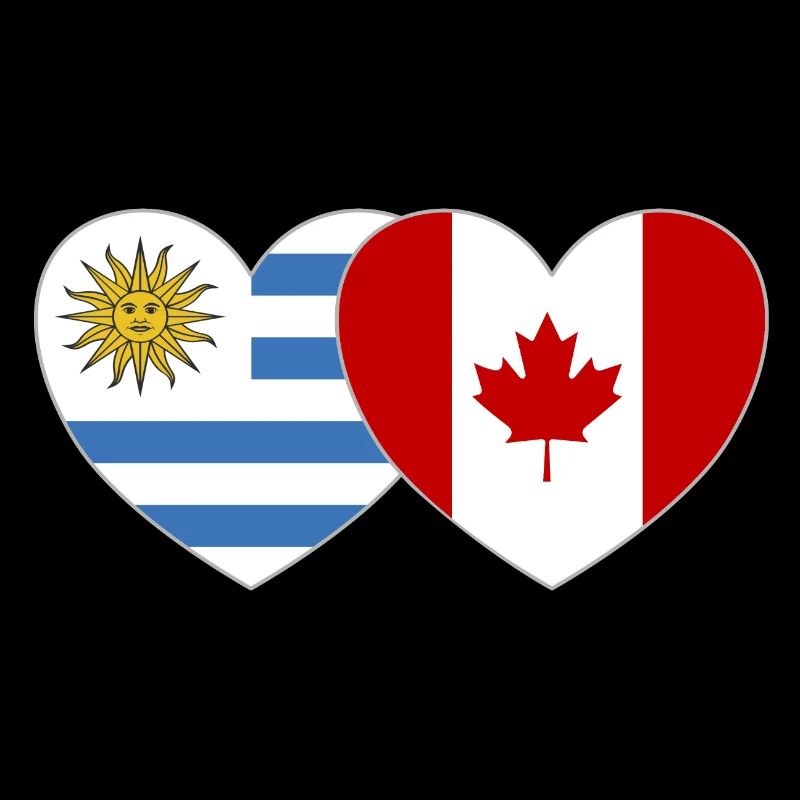 Uruguay Canada Flag Heart