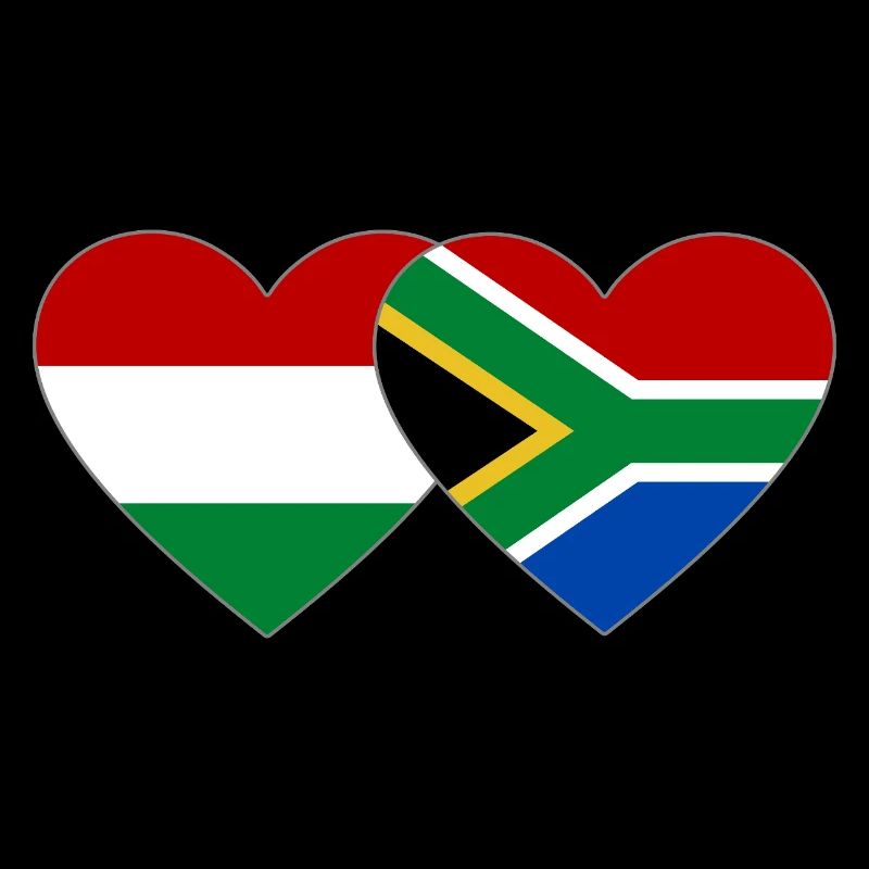 Hongrie Afrique du Sud Drapeau Mains Coeur Forme
