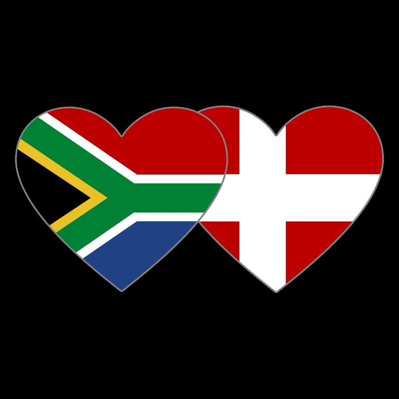 Afrique du Sud Danemark drapeau coeur forme