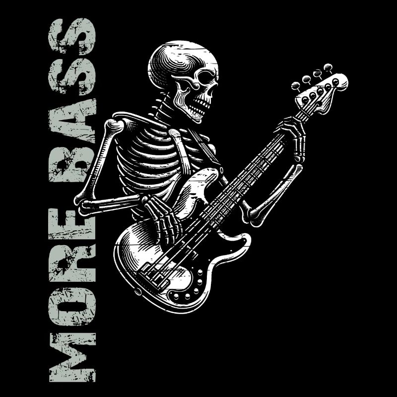 Crâne de squelette avec guitare basse et basse Saying More