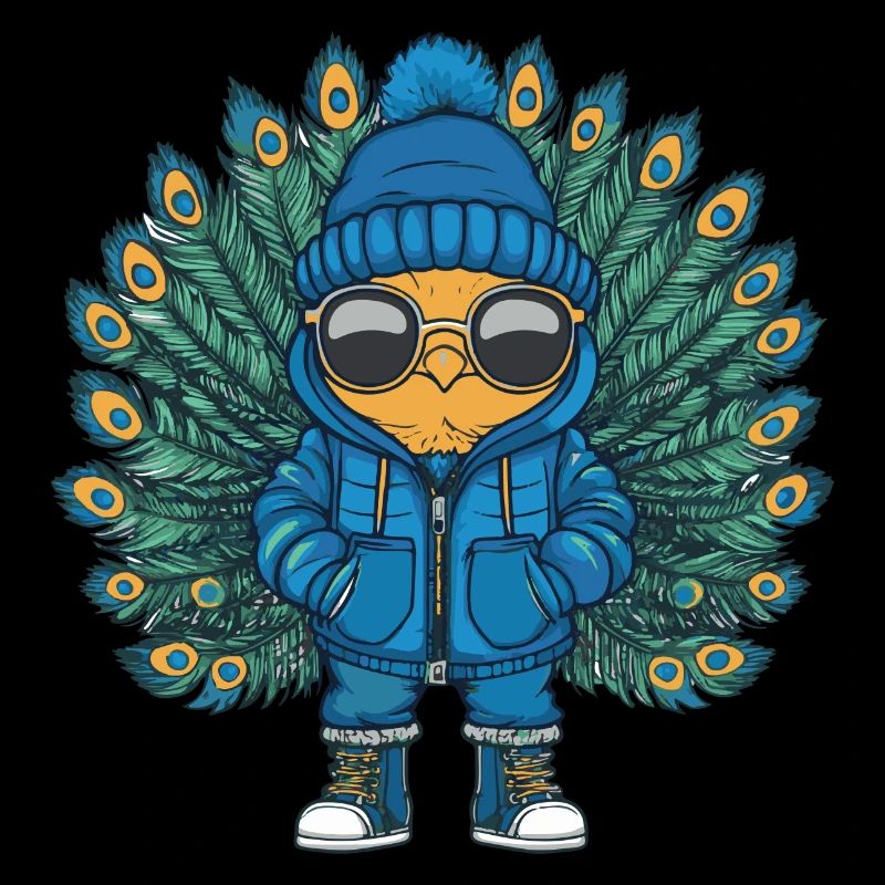 Pfau Vogel Winter Comic