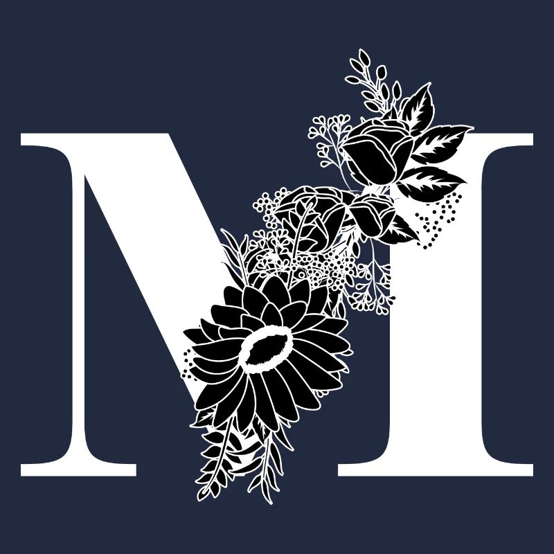 Buchstabe m Blumen schwarz und weiß
