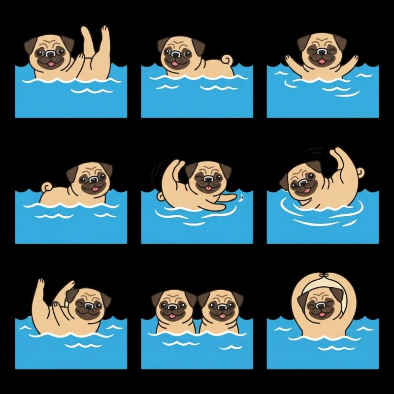 Dessin animé de carlin flottant pour les amateurs de chiens