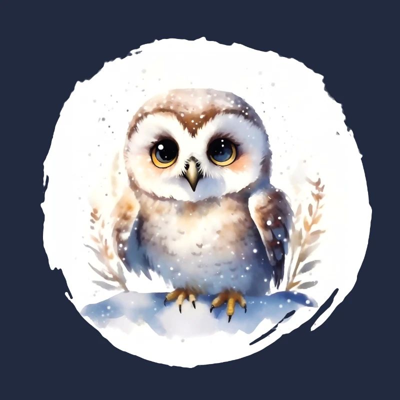 Schnee Eule Aquarell