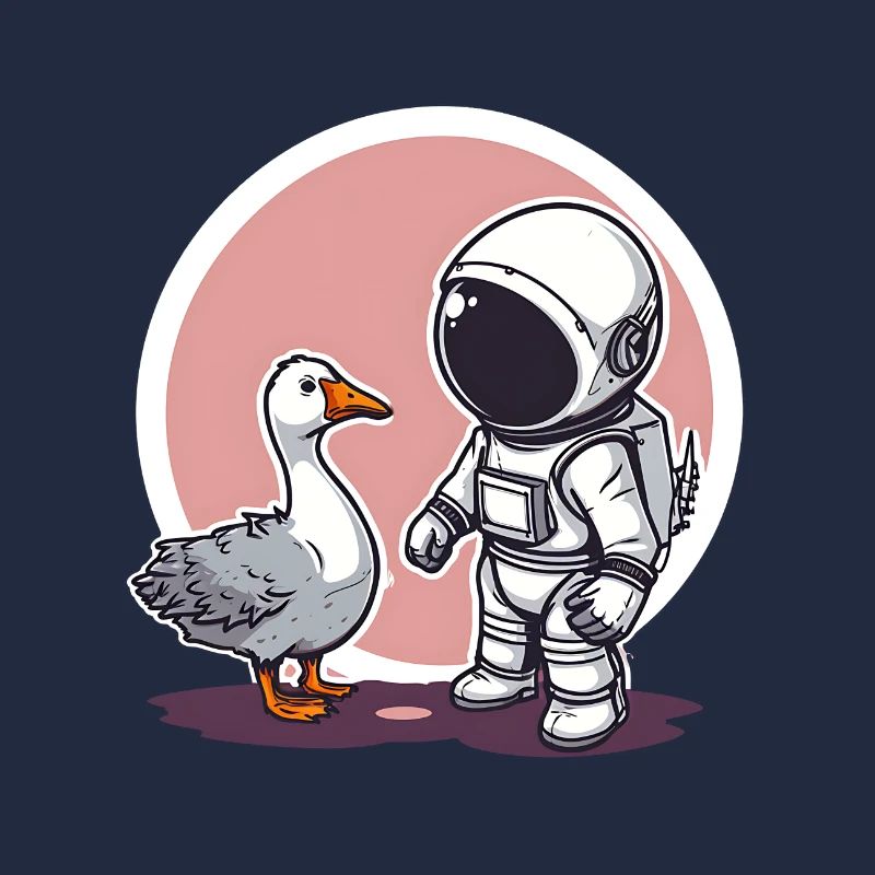 Mignon astronaute et oie dessin animé Design | Espace