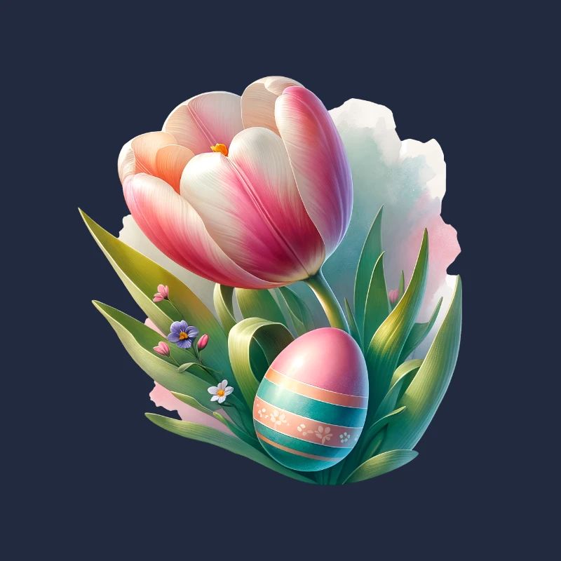 Tulipe colorée de printemps avec œuf de Pâques