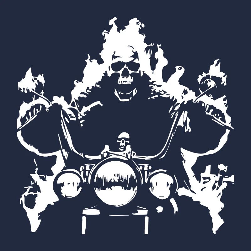 Skull Biker Flame Moto