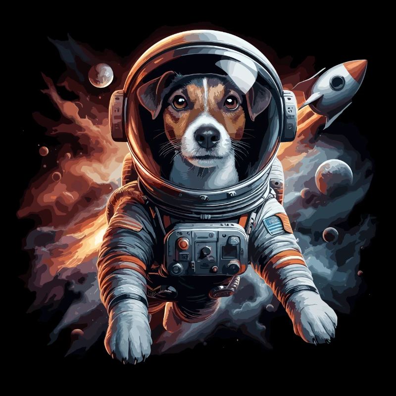 Astronaute Jack Russell Terrier fusée cadeau