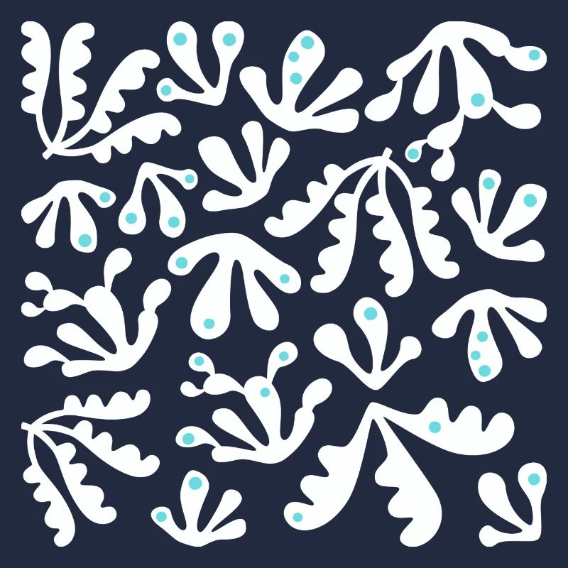 Abstract Coral L White Blue Dots