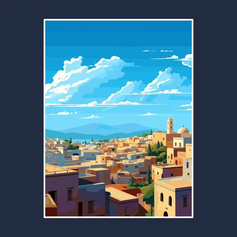 Fes Marokko Reise Poster Souvenir Postkarte Farbe