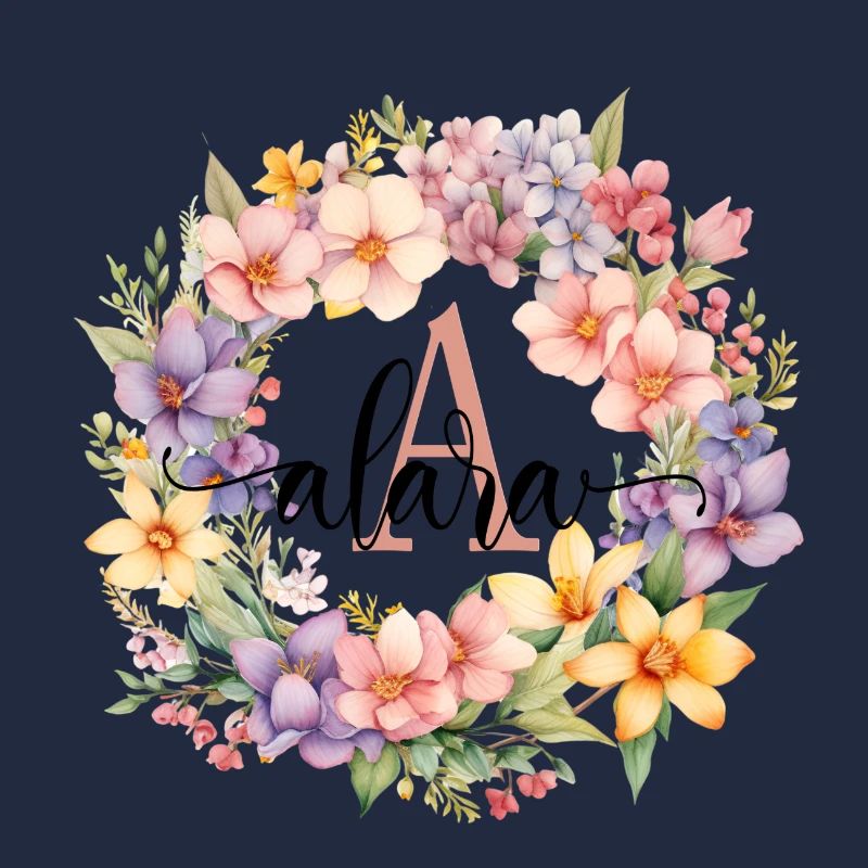 A| Monogramme | Nom | Alara | Aquarelle | Coloré