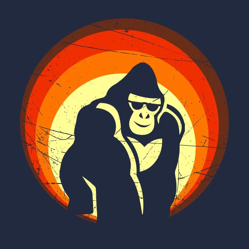 Rétro Sunset Gorilla Design