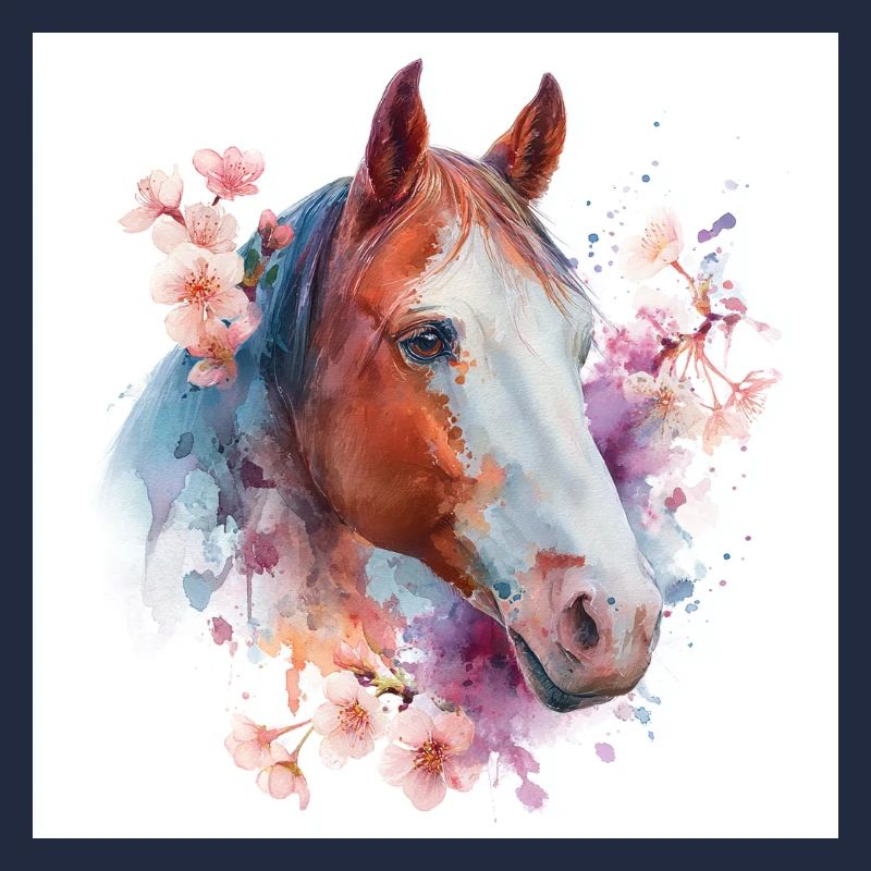 Cheval aquarelle florale