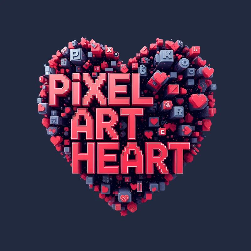 Collage de cœurs en pixel art